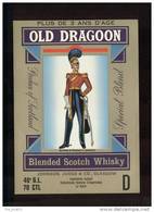 Etiquette De Scotch Whisky   -   Old Dragon  -  Ecosse    -     Thème Militaire - Whisky