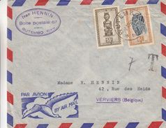 Congo Belge - Lettre Taxée De 1950 ° - Oblit Butembo - Exp Vers Verviers - Statues - Masques - Storia Postale