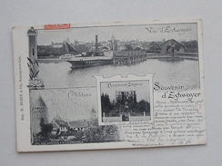 ESTAVAYER (SUISSE): Carte Postale 1906  SOUVENIR (Multi-vues) - Pensionnat SCHORRO, Château, Vue Bateau - Imp. BUTTY - Estavayer