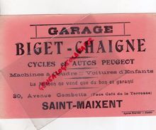 79 -ST SAINT MAIXENT-RARE BUVARD GARAGE BIGET-CHAIGNE-CYCLES AUTOS PEUGEOT-MACHINE A COUDRE-30 AV.GAMBETTA-CYCLISME VELO - Automobile