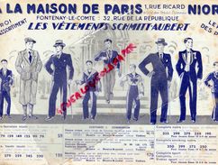 79 -SAINT MAIXENT-85-FONTENAY LE COMTE-RARE BUVARD A LA MAISON DE PARIS-VETEMENTS SCHMITT-AUBERT-1 RUE RICARD- - Textile & Clothing