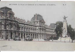 FRANCIA - PARIGI - PLACE DU CARROUSEL E MONUMENTO A GAMBETTA - PRIMI '900 ANIMATA CARROZZELLE E BUS - SCRITTA AL RETRO - Statues