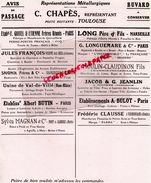 31-TOULOUSE-RARE BUVARD C.CHAPES- PARIS-MARSEILLE-VRIGNE AUX BOIS-CHAMBON FEUGEROLLES-GIVONNE-VERMONDANS-VAL DE VILLE - Andere & Zonder Classificatie