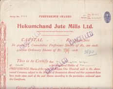 India 1940  Hukum Chand Jute Mills  Share Certificate  #  00943  FL Inde Indien India Fiscaux Revenue - Textiel