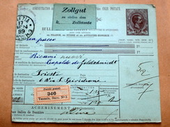 ITALIA 1889, BOLLETTA PER PACCHI POSTALI LIRE 1,25, VIAGGIATA - Colis-postaux