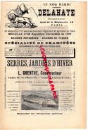 75- PARIS-PUBLICITE AU COQ HARDI- DELAHAYE-MARCHAND GRAINIER- HORTICULTURE - L. GRENTHE CONSTRUCTEUR SERRES PONTOISE - Publicidad