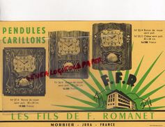 39- MORBIER- JURA- RARE BUVARD LES FILS DE F. ROMANET- HORLOGERIE -PENDULES CARILLONS-RONCE DE NOYER- HORLOGER - H