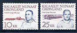 GREENLAND 1990 Personalities: Frederik And Augo Lynge MNH / **.  Michel 209-10 - Unused Stamps