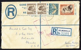1957  Uprated  Registered Enveloppe To USA   Customs Form - Brieven En Documenten