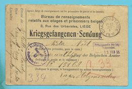 Kriegsgefangenensendung Met Stempel CHAUDFONTAINE 30/1/18 Naar HOLZMINDEN - Prisoners