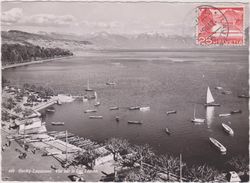 SUISSE,VAUD,LAUSANNE,LOSANNA,OUCHY,CARTE PHOTO AERIENNE METZGER,TIMBRE,VUE AERIENNE - Lausanne