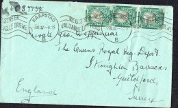 1937  Letter To UK   ½d. Coil Pair + Single SG 54b   RARE - Covers & Documents