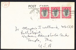 1954 Postcard To USA   1d. Dromedaris SG 56 Strip Of 3 - Cartas