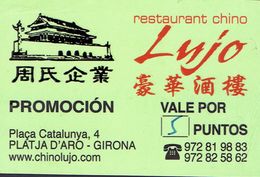 Carte Du Restaurant Chinois LUJO, Platja D'Aro - Girona (Espagne) - Tarjetas De Visita