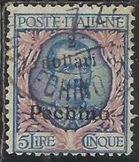 PECHINO 1918-1919 SOPRASTAMPATO D'ITALIA ITALY OVERPRINTED NUOVO VALORE 2 DOLLARI SU 5 LIRE USATO USED FIRMATO SIGNED - Pekin