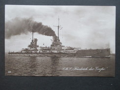 AK Echtfoto SMS Friedrich Der Große Kaiserliche Marine Kriegsschiff. Verlag W.B. Levy Hamburg. Censur Altona Nr. 444. - Guerre