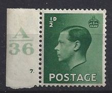 GB 1936 KE VIII (**) MNH SG.457. Mi.193x (A/36 7.) - Nuovi