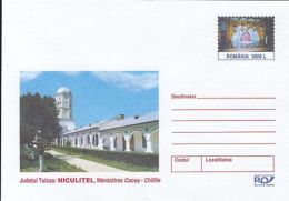 66082- NICULITEL COCOS MONASTERY, ARCHITECTURE, COVER STATIONERY, 2002, ROMANIA - Abbeys & Monasteries