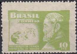 BRAZIL 1952 Obligatory Tax. Leprosy Research Fund - 10c Father Damien MH - Unused Stamps