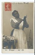 2854 - Cuisinière Cuisine Femme Noire Poulet A.S IX Total 16 FR 35 Francs Liste De Course Gallet Dompierre Ain 1908 - Autres & Non Classés