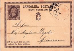 Carte Postale Pistoia Italie 1877 Cartolina Postale  Livorno Livourne - Entero Postal