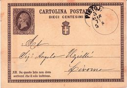 Carte Postale Pistoia Italie 1877 Cartolina Postale  Livorno Livourne - Interi Postali