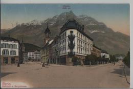 Glarus - Bahnhof Und Burgstrasse - Animee - Photo: E. Jeanrenaud - Sonstige & Ohne Zuordnung