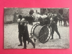 Pompiers, Manoeuvre De La Bobine, Animée, Chevaux, - Sapeurs-Pompiers