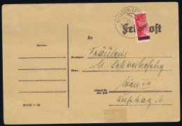 Austria: Mi Nr 663 Bisect Halbierung On Feldpostkarte 7-6-45 Klaussen-Leopoldsdorf Russian Zone RRR Unser Bob Ist Eing - Brieven En Documenten