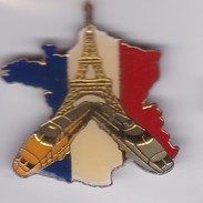 Pin's T G V Sur CARTE DE FRANCE - TGV