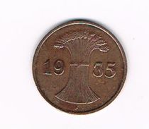)  WEIMAR REPUBLIC  1 REICHSPFENNIG  1935 F - 1 Renten- & 1 Reichspfennig