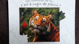 CPM TIGRE A LA ROSE DES NOUVELLES DE TOI C EST A RUGIR DE PLAISIR ANIMAL PUZZLE - Tigres