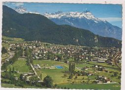 SUISSE,SWITZERLAND,SVIZZERA,SCHWEIZ,HELVETIA,VAUD,AIGLE,VUE AERIENNE,PISCINE,TERRE AGRICOLE - Aigle