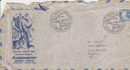 Stockholm Bangkok 1949 - Erstflug 1er Bol Inaugural Flight SAS - Thailand - Covers & Documents