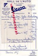 87 - LIMOGES- FACTURE HALL DE L' AUTO- VESPA- MARC PINGET-6 RUE GENERAL LECLERC- 1957 GARAGE - Automovilismo