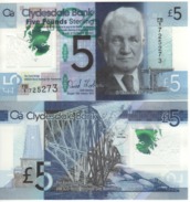 SCOTLAND   £5  Just Issued "Clydesdale Bank"  P229N   "POLIMER"   Dated  13th Feb.  2015    UNC - 5 Pond