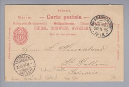 Heimat Russland GR.Friedrichsdorf (Ostpr.) 1896-02-20 CH-Antwortkarte Nach St.Gallen - Stamped Stationery