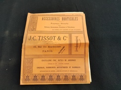 Catalogue J C TISSOT Rue Des Bourdonnais PARIS Accessoires Horticoles / HORTICULTURE COUTEAUX SERPETTES CANIF POMPE - Jardinage
