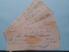 LOT ( 8 Pcs.) : The BANK Of CALIFORNIA San FRANCISCO ( Order ) Anno 1901 / Stamps On The Back ( Zie Foto Details ) !! - Stati Uniti