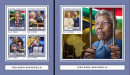 S. Tomè 2017, Mandela, 4val In BF +BF IMPERFORATED - Nobelpreisträger