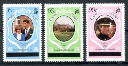 Caicos Islands, 1981, Royal Wedding Charles And Diana, MNH Overprinted, Michel 8-10 - Turks & Caicos