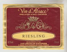 OENOPHILIE 4 ETIQUETTES VINS D'ALSACE - Riesling Pfaffenheim, Muscat Bennwihr91, Gewurztraminer G Ekle89, Bennwihr - Riesling