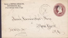 United States Postal Stationery Ganzsache Entier PRIVATE Print CENTRAL MILLS Co. SOUTHBRIDGE Mass 1885 (2 Scans) - ...-1900