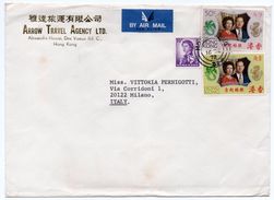 HONG KONG - AIR MAIL COVER TO ITALY 1972 / THEMATIC STAMPS-SILVER WEDDING - Lettres & Documents