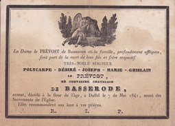 DUFFEL Polycarpe Le PREVOST Né Chevalier Chatelain De BASSERODE 1841 Doodbericht Avis Mortuaire Format Carte Postale - Todesanzeige