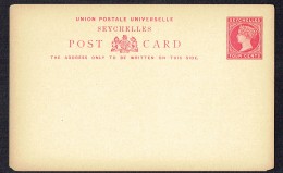 1890  Victoria 4 Cents Postcard - Unused - Seychelles (...-1976)