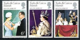 Turks And Caicos Islands, 1977, Silver Jubilee Queen Elizabeth II, MNH, Michel 364-366 - Turks And Caicos