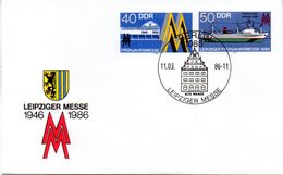 DDR Amtl. GZS-Umschlag U 4 40(Pf) Neben 50(Pf) Mehrfarbig "Leipziger Messe" SSt 11.3.86 BERLIN - Sobres - Usados