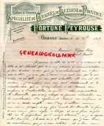 87- ORANGE- RARE LETTRE MANUSCRITE FORTUNE PEYROUSE-GRAINES DE LUZERNE DE PROVENCE-GRAINS COCONS-HORTICULTURE 1907 - Agricultura