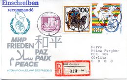 DDR Amtl. GZS-Umschlag U 5  85(Pf) Mehrfarbig DDR/BRD-ZF" Internationales Jahr Des Friedens" TSt 24.9.90 GÖRLITZ - Covers - Used